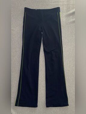 Aerie Fit Workout Pants Womens M Navy Green Stripe Stretch Activewear